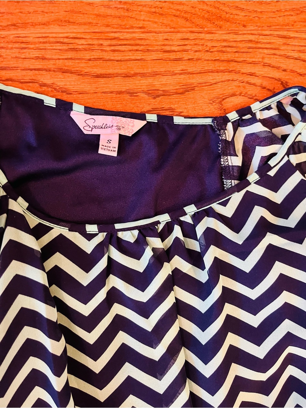 Speechless Navy and White Chevron Midi Dress - Picture 2 of 5